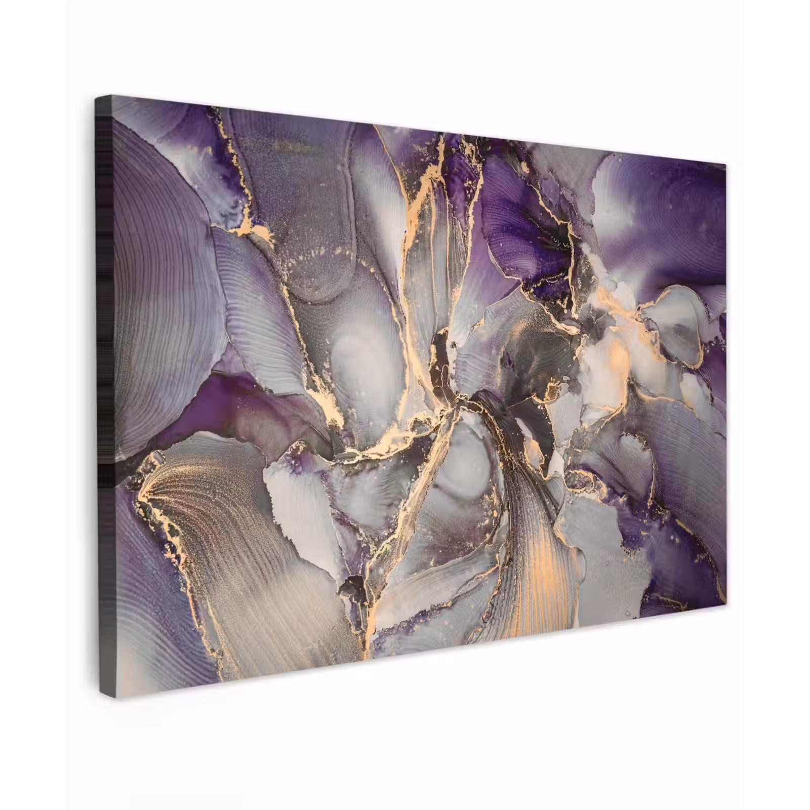 Canvas schilderij - Goud - Paars - Marmer — 1