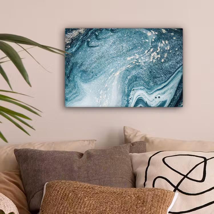 Canvas schilderij - Edelstenen - Blauw - Natuur - Marmer - Abstract — 2
