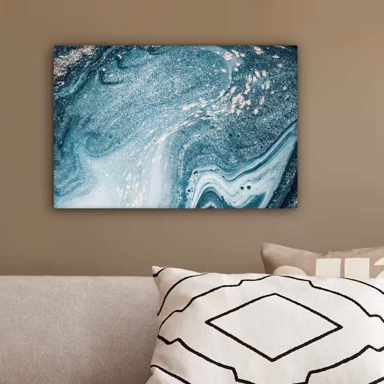 Canvas schilderij - Edelstenen - Blauw - Natuur - Marmer - Abstract — 3