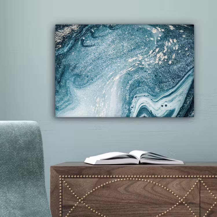 Canvas schilderij - Edelstenen - Blauw - Natuur - Marmer - Abstract — 4