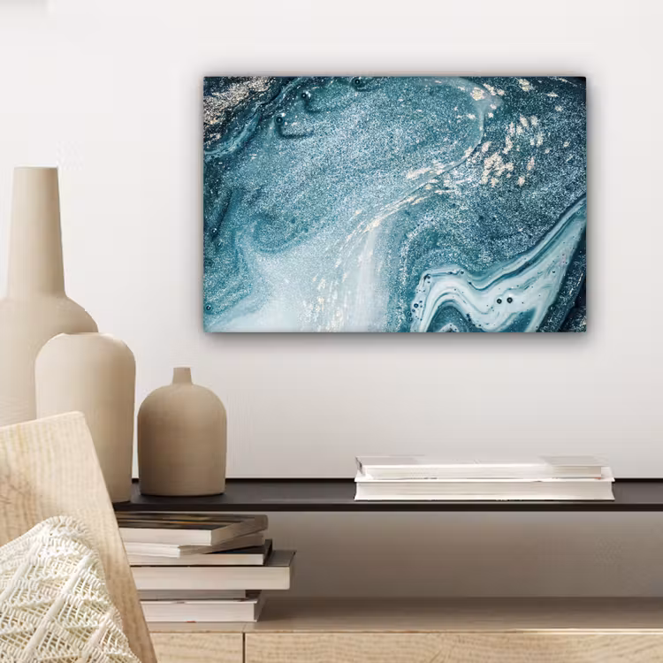 Canvas schilderij - Edelstenen - Blauw - Natuur - Marmer - Abstract — 5