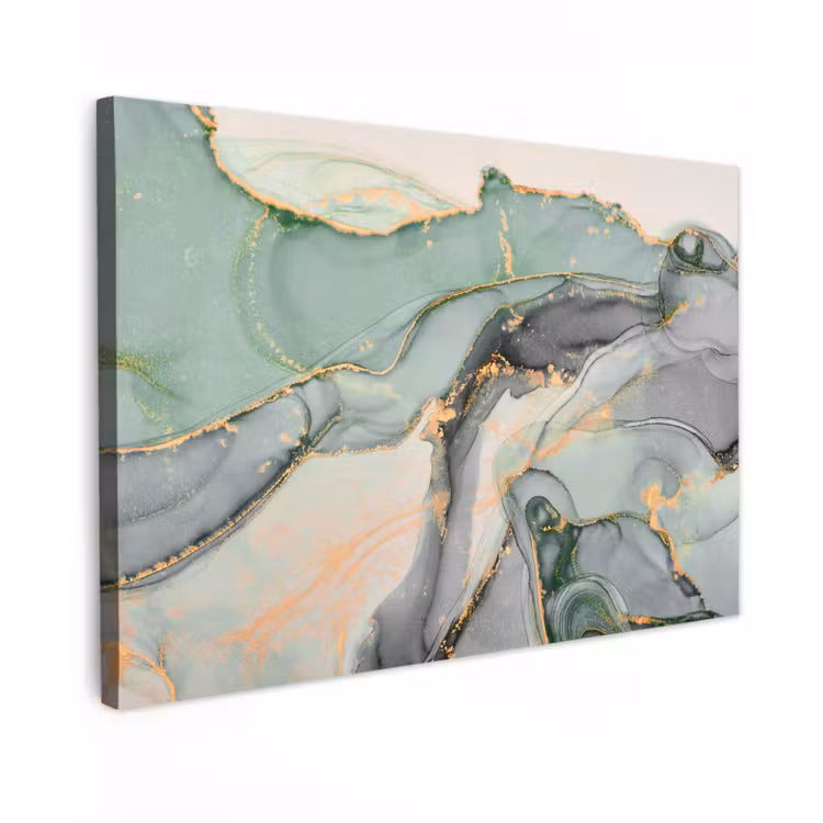 Canvas schilderij - Goud - Marmer - Groen - luxe - Glitter - Marmerlook — 1