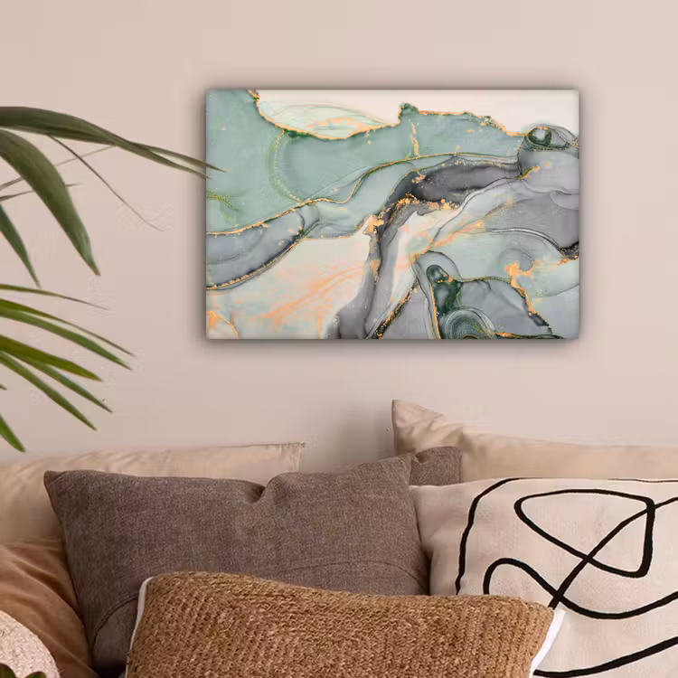 Canvas schilderij - Goud - Marmer - Groen - luxe - Glitter - Marmerlook — 2