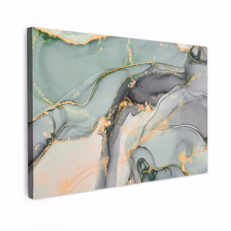 Canvas schilderij - Goud - Marmer - Groen - luxe - Glitter - Marmerlook — 1