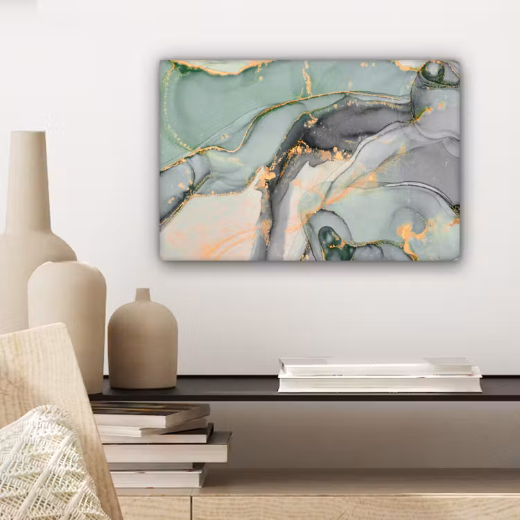 Canvas schilderij - Goud - Marmer - Groen - luxe - Glitter - Marmerlook — 5