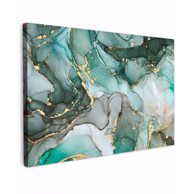 Canvas schilderij - Goud - Marmer - Groen - Luxe - Marmerlook - Grijs — 1