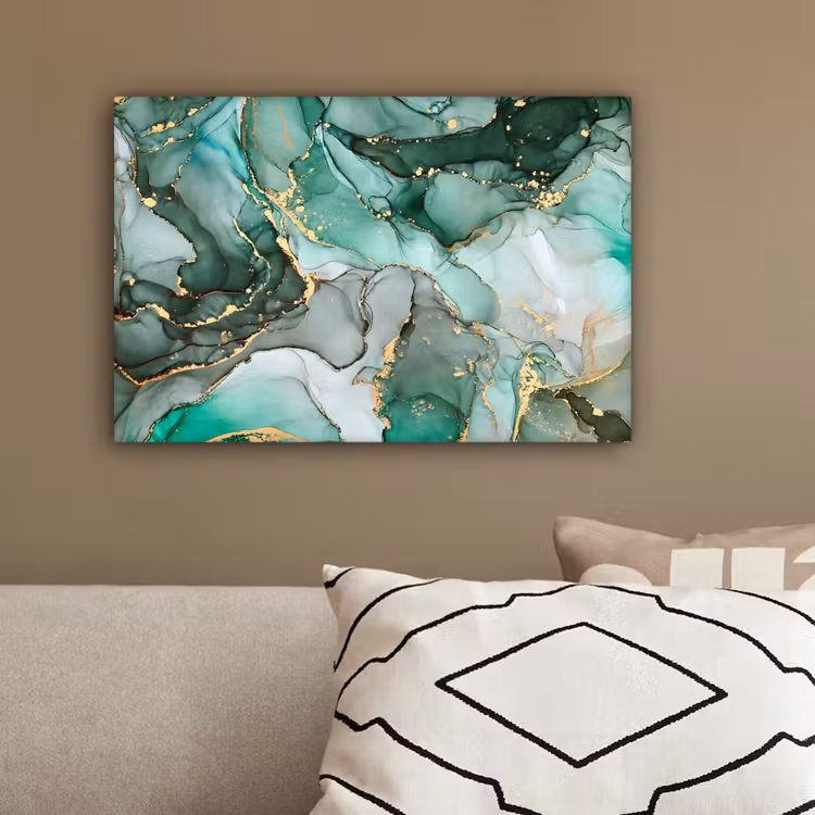 Canvas schilderij - Goud - Marmer - Groen - Luxe - Marmerlook - Grijs — 3