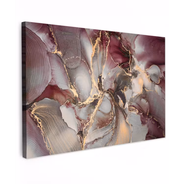 Canvas schilderij - Goud - Marmer - Paars — 1