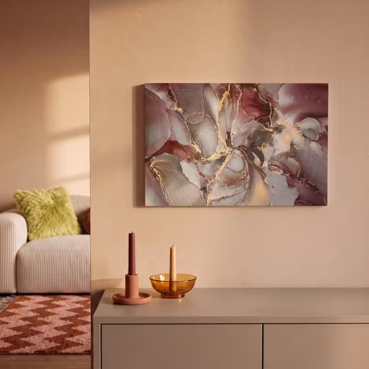 Canvas schilderij - Goud - Marmer - Paars — 2