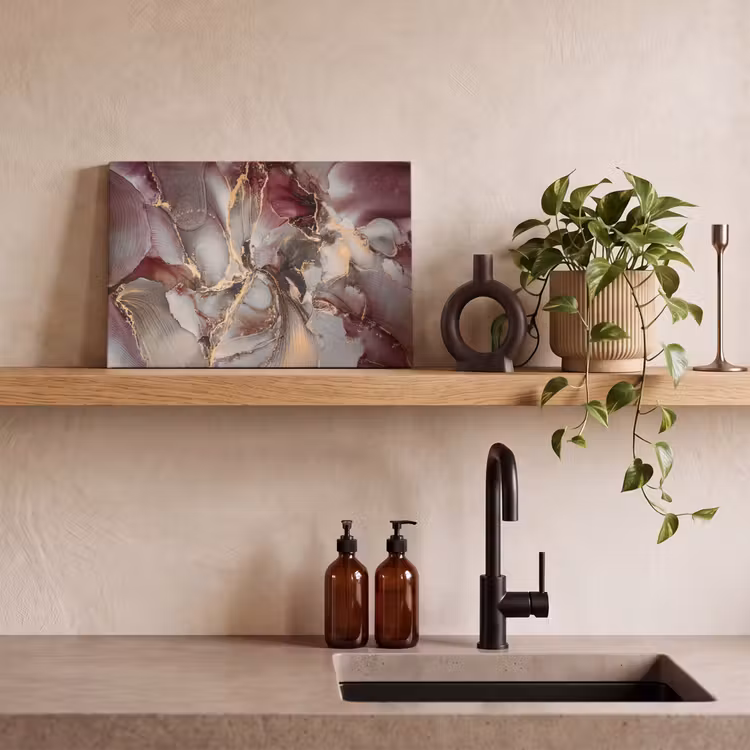 Canvas schilderij - Goud - Marmer - Paars — 3