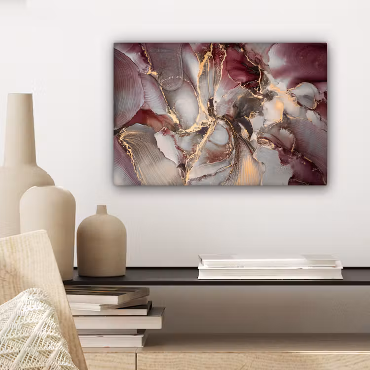 Canvas schilderij - Goud - Marmer - Paars — 5