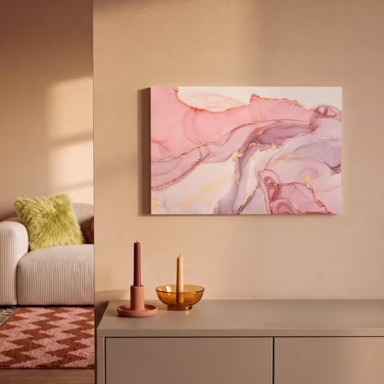 Canvas schilderij - Goud - Marmer - Roze — 2