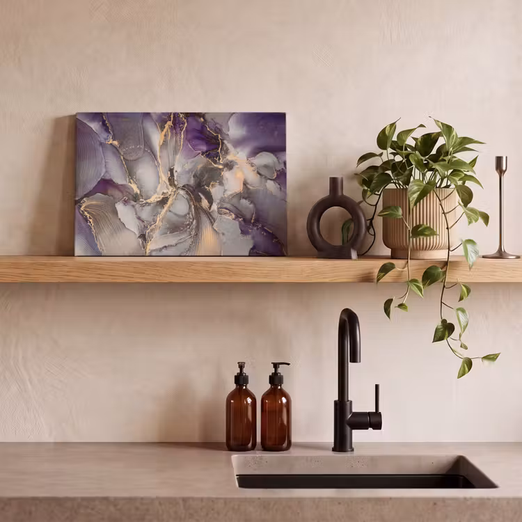 Canvas schilderij - Goud - Paars - Marmer — 3