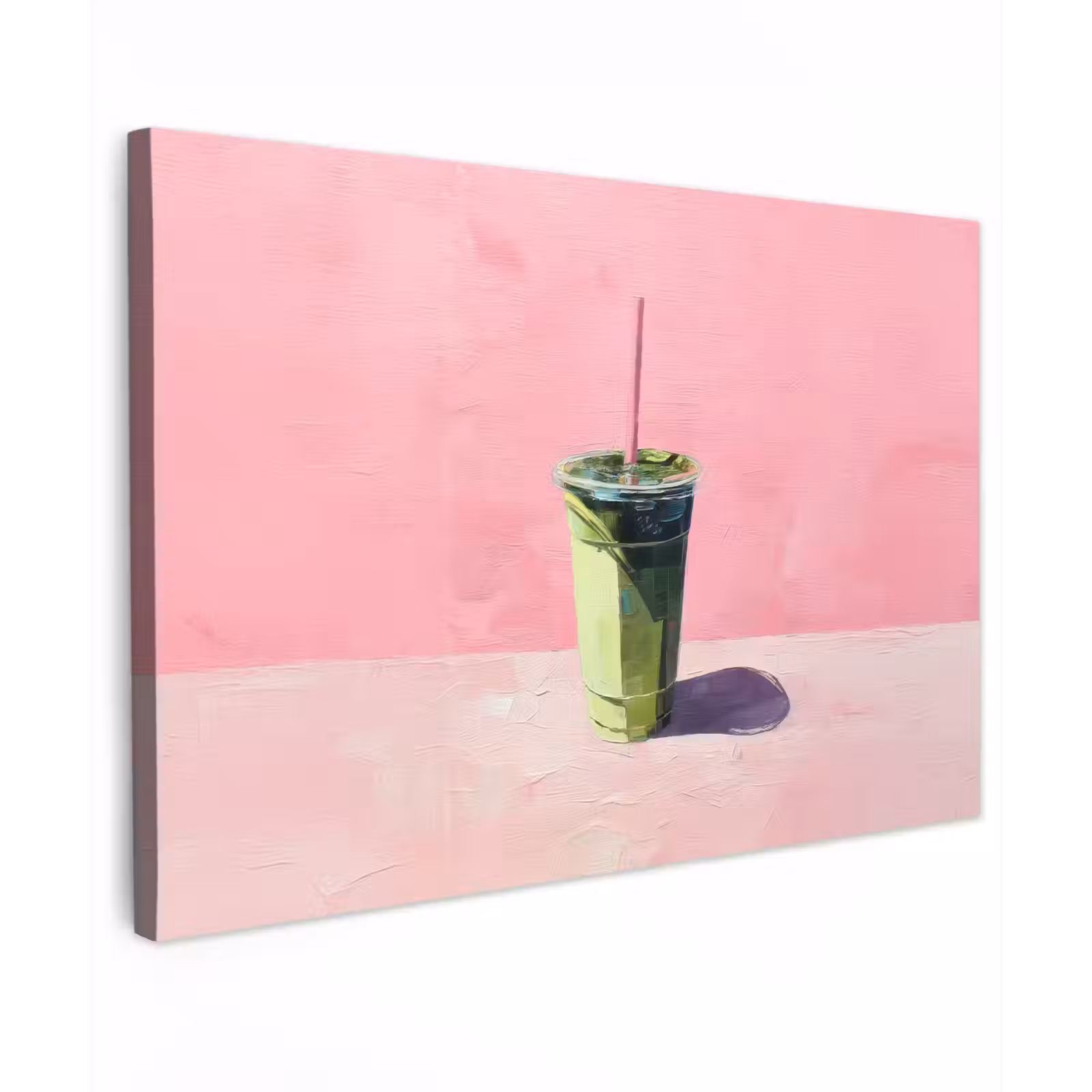 Canvas schilderij - Beker - Rietje - Minimalistisch - Groen — 1