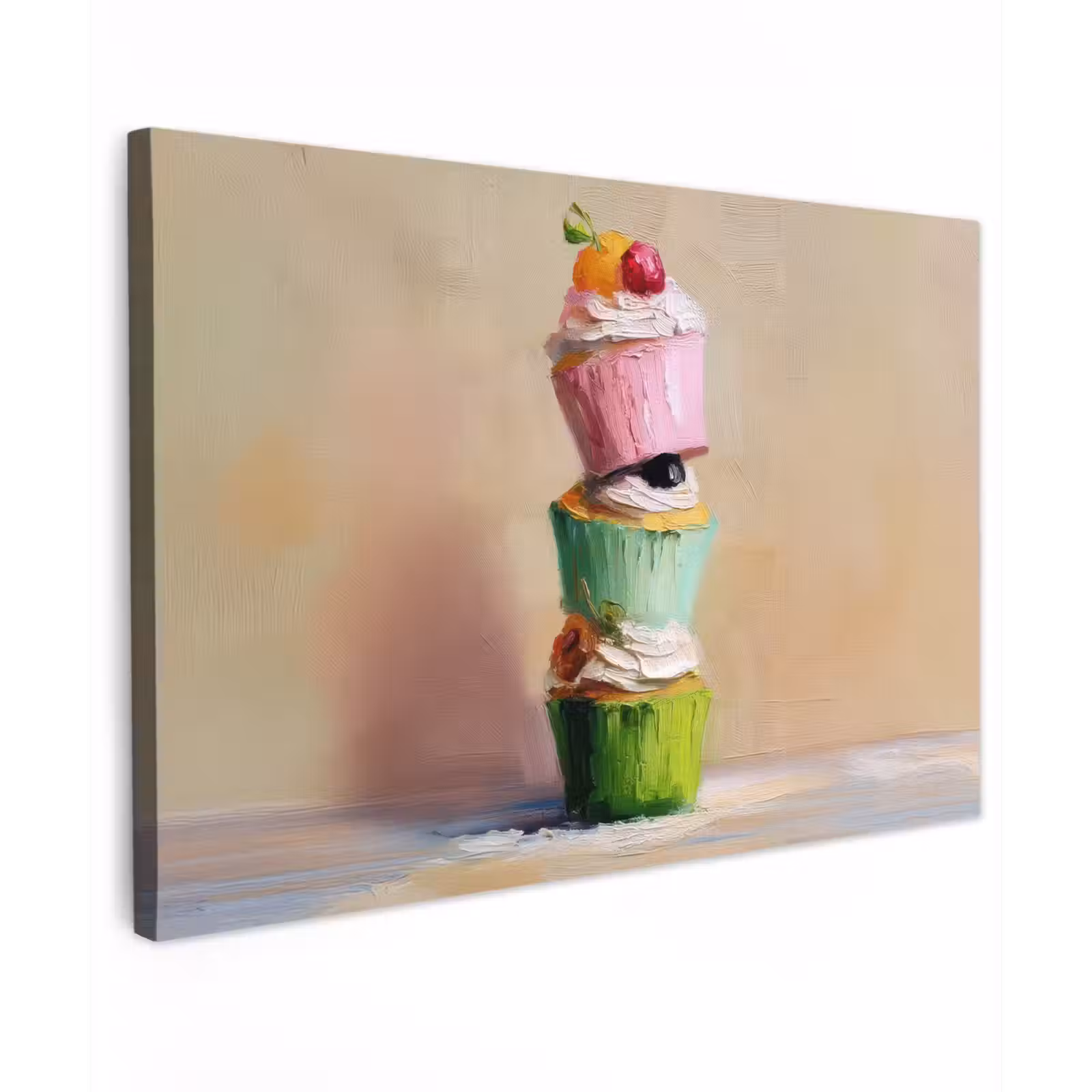Canvas schilderij - Cupcakes - Gestapeld - Kleurrijk - Fruit — 1