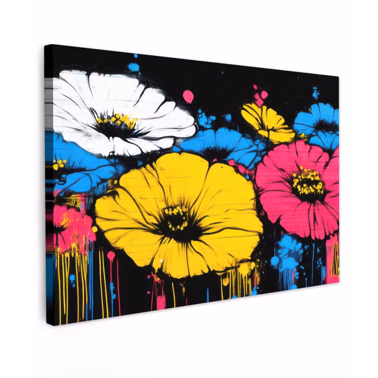 Canvas schilderij - Graffiti - Bloemen - Kleur — 1