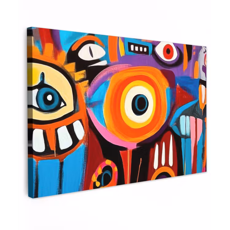 Canvas schilderij - Abstract - Gezicht - Kleurrijk — 1