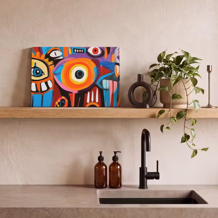 Canvas schilderij - Abstract - Gezicht - Kleurrijk — 3
