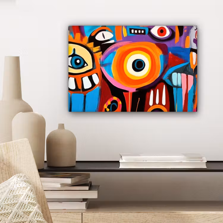 Canvas schilderij - Abstract - Gezicht - Kleurrijk — 5