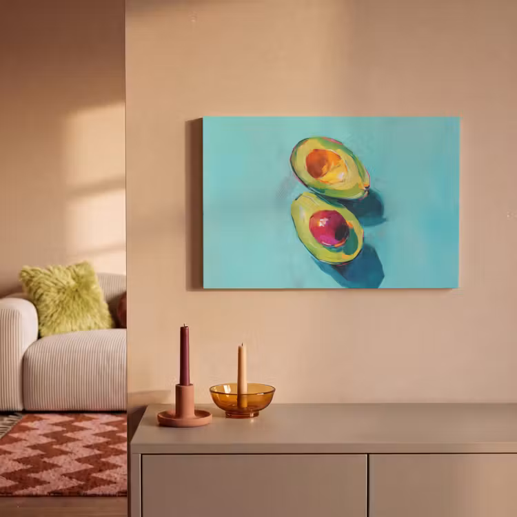 Canvas schilderij - Avocado - Groen - Pit - Schaduw — 2