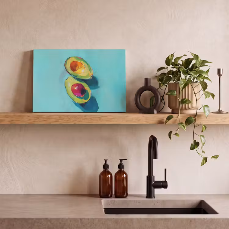 Canvas schilderij - Avocado - Groen - Pit - Schaduw — 3