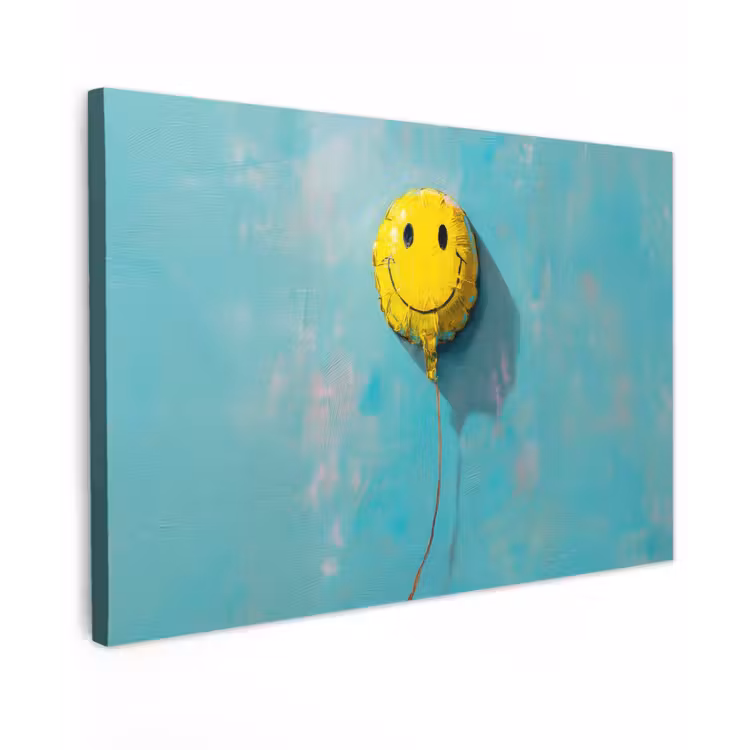 Canvas schilderij - Ballon - Geel - Smiley — 1