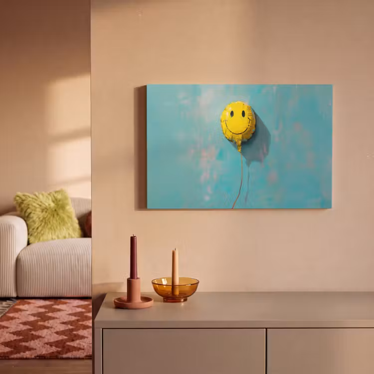 Canvas schilderij - Ballon - Geel - Smiley — 2