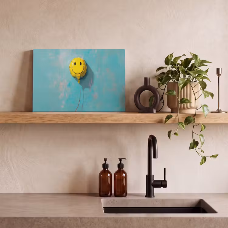Canvas schilderij - Ballon - Geel - Smiley — 3