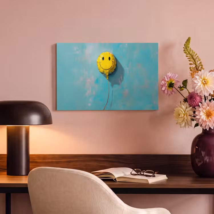 Canvas schilderij - Ballon - Geel - Smiley — 4