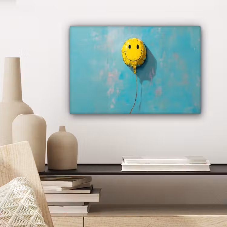 Canvas schilderij - Ballon - Geel - Smiley — 5
