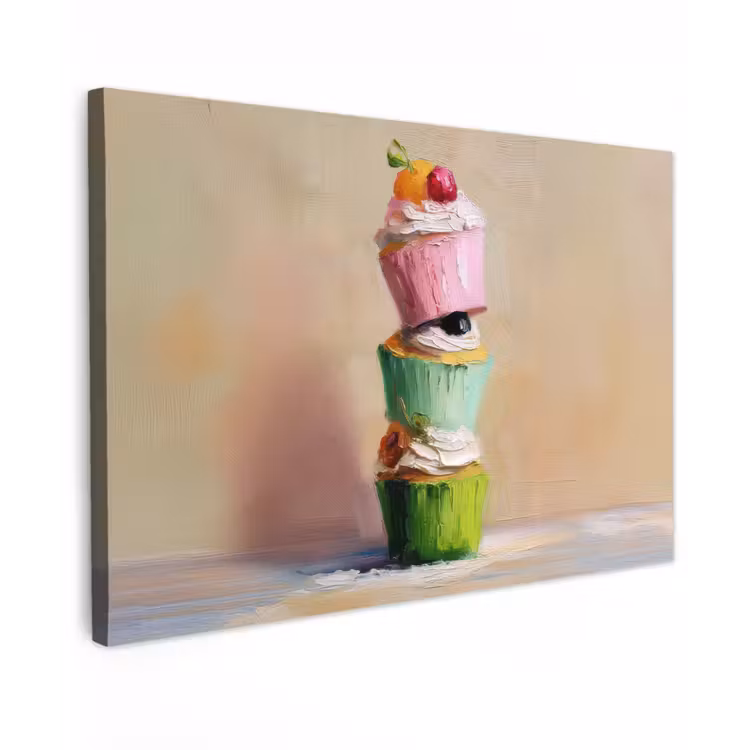 Canvas schilderij - Cupcakes - Gestapeld - Kleurrijk - Fruit — 1