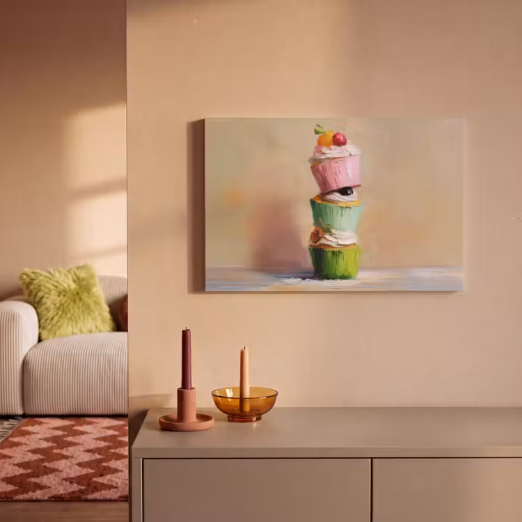 Canvas schilderij - Cupcakes - Gestapeld - Kleurrijk - Fruit — 2