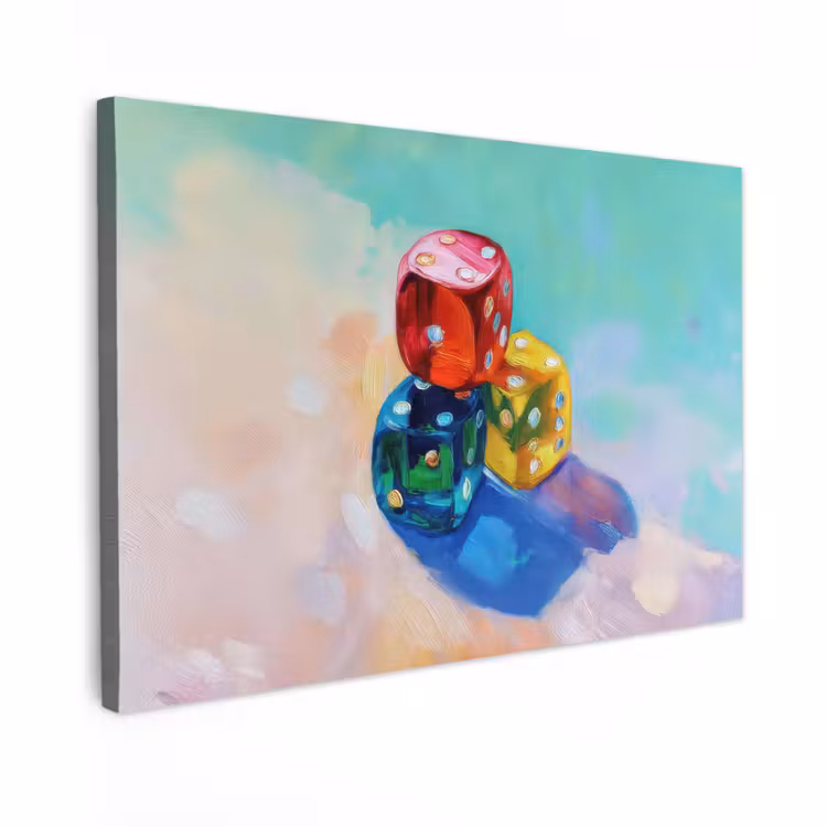 Canvas schilderij - Dobbelstenen - Kleurrijk - Getallen - Stipjes — 1