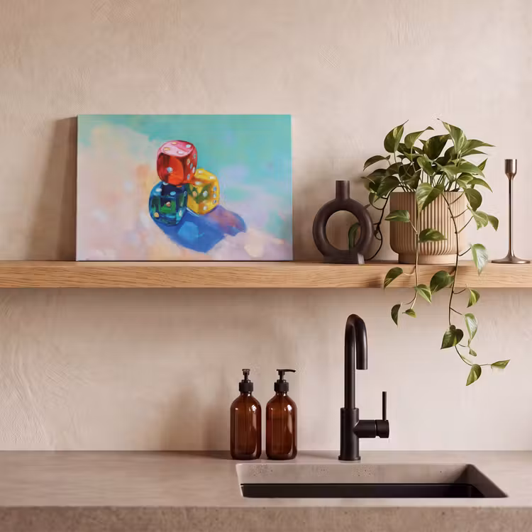 Canvas schilderij - Dobbelstenen - Kleurrijk - Getallen - Stipjes — 3