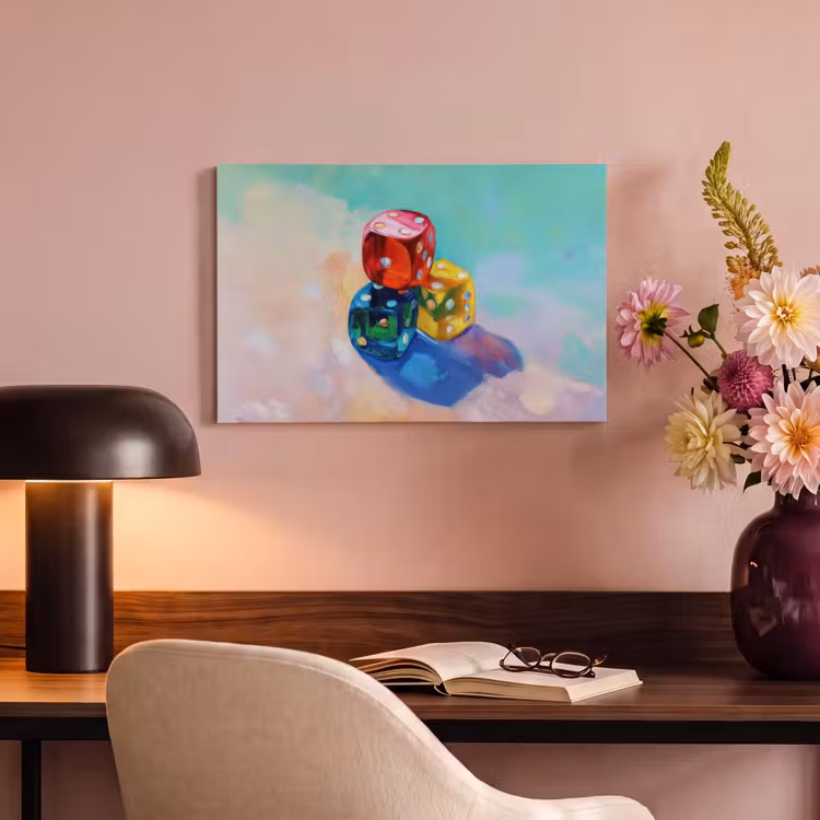 Canvas schilderij - Dobbelstenen - Kleurrijk - Getallen - Stipjes — 4