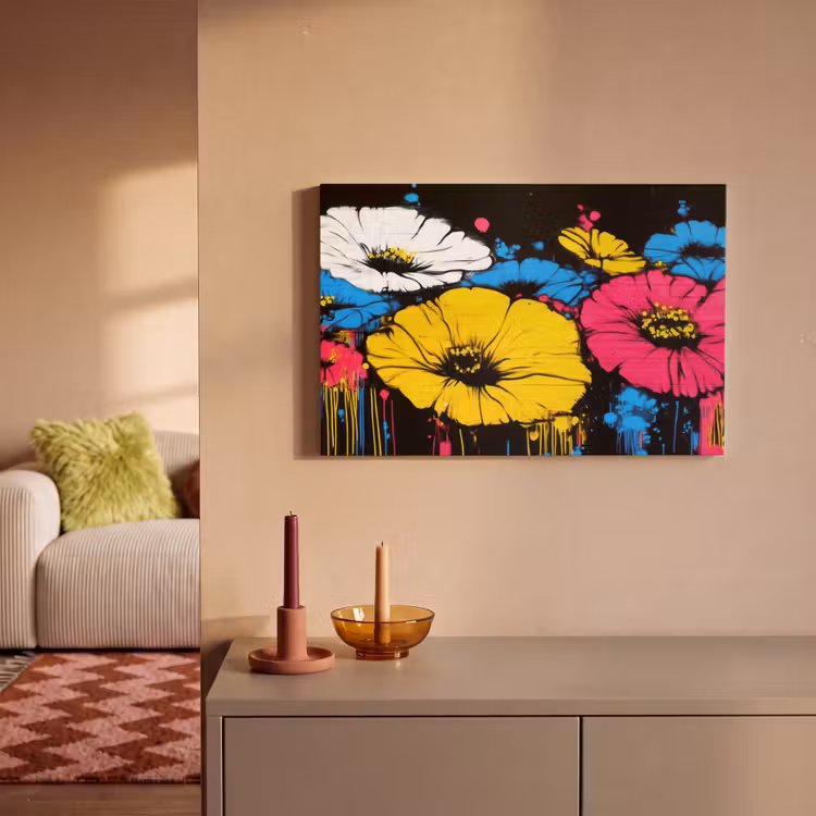 Canvas schilderij - Graffiti - Bloemen - Kleur — 2