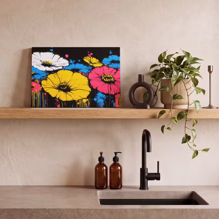 Canvas schilderij - Graffiti - Bloemen - Kleur — 3