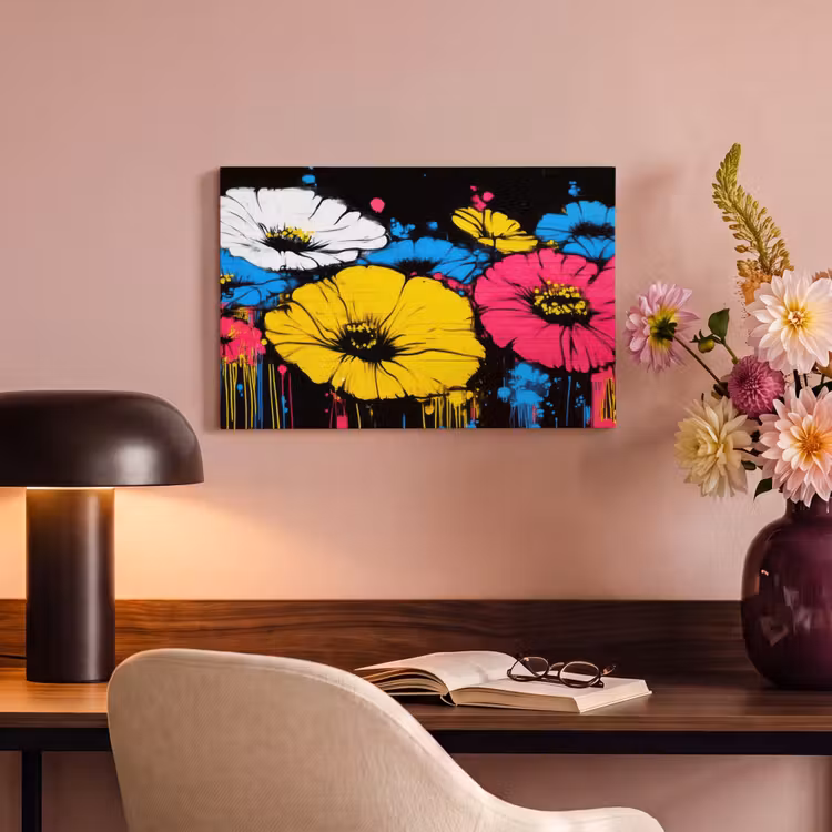 Canvas schilderij - Graffiti - Bloemen - Kleur — 4