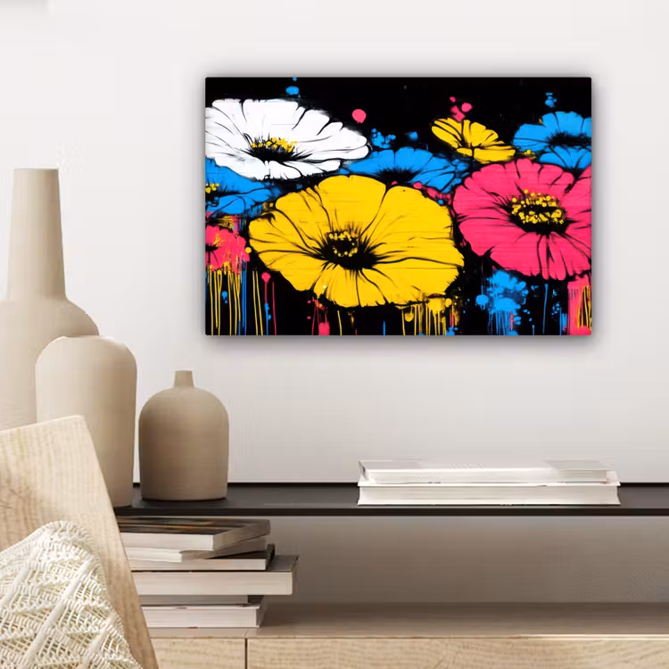 Canvas schilderij - Graffiti - Bloemen - Kleur — 5