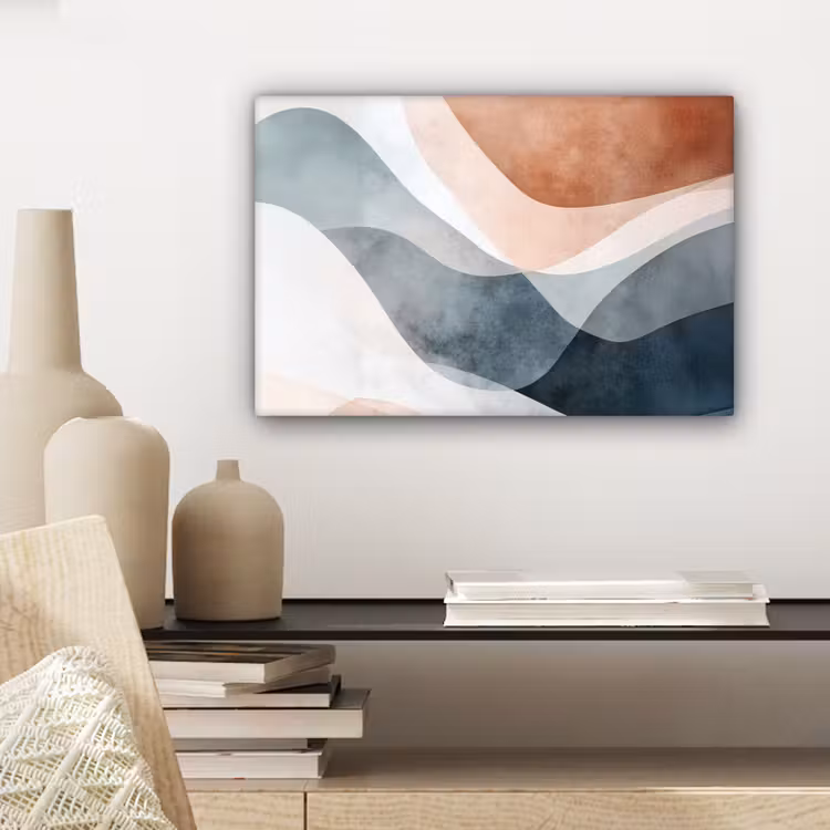 Canvas schilderij - Abstract - Golven - Blauw — 5