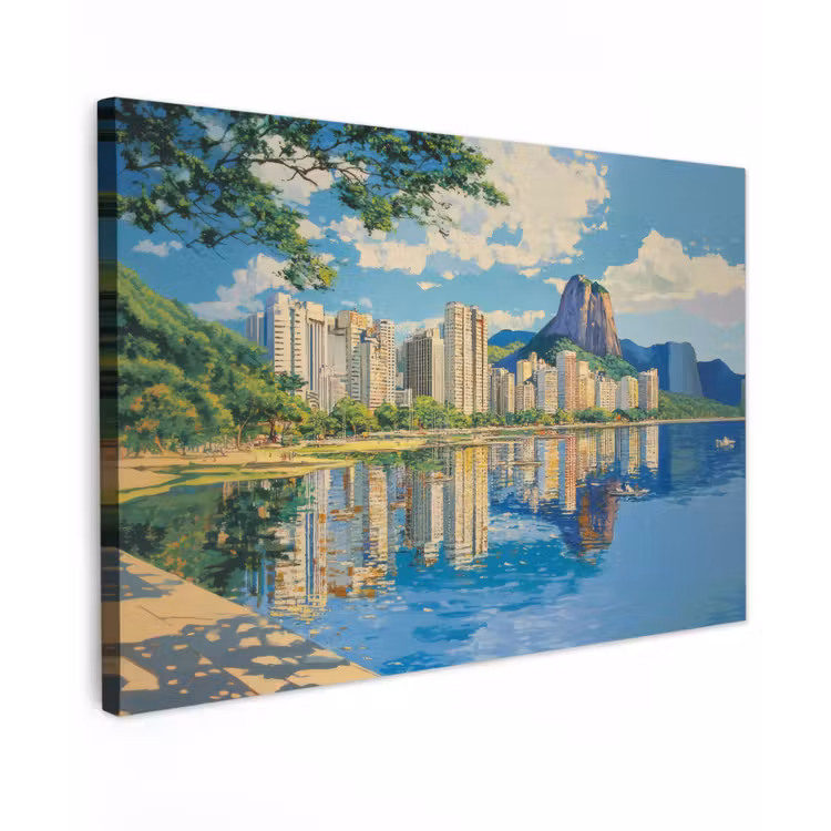 Canvas schilderij - Berg - Skyline - Strand - Water — 1