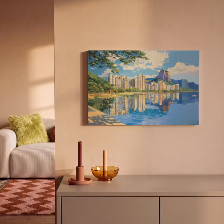 Canvas schilderij - Berg - Skyline - Strand - Water — 2
