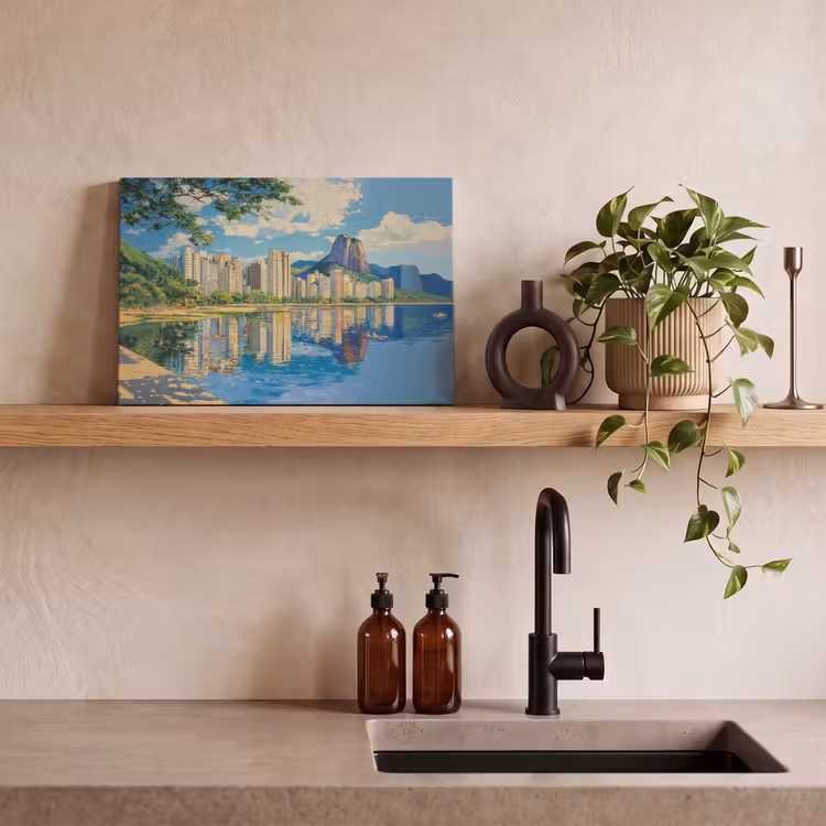 Canvas schilderij - Berg - Skyline - Strand - Water — 3