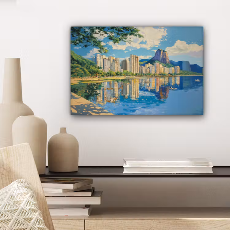 Canvas schilderij - Berg - Skyline - Strand - Water — 5