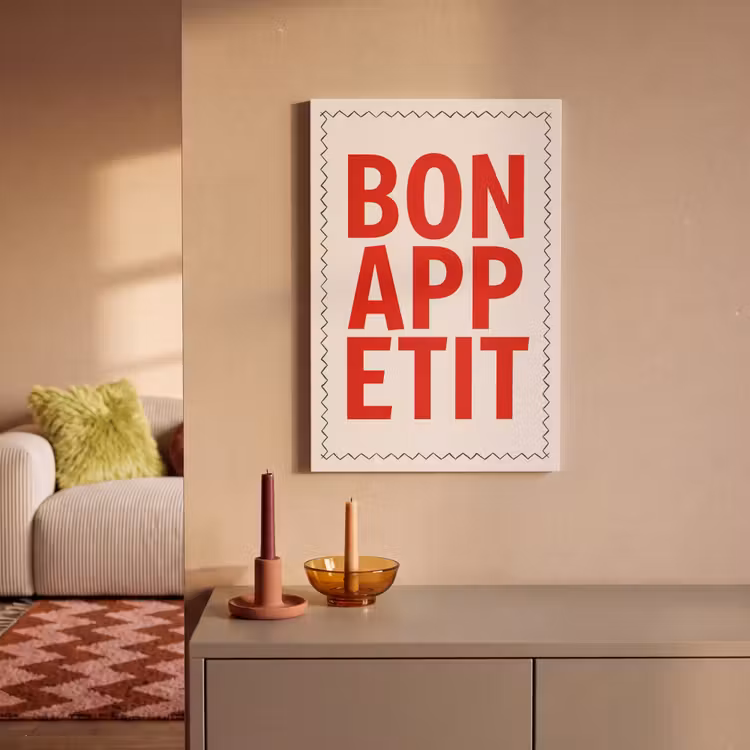 Canvas schilderij - Blokletters - Rood - Kartelrand — 2