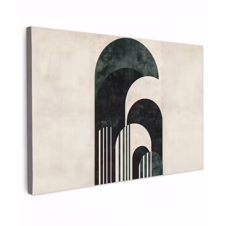 Canvas schilderij - Bogen - Donkergroen - Lijnen — 1