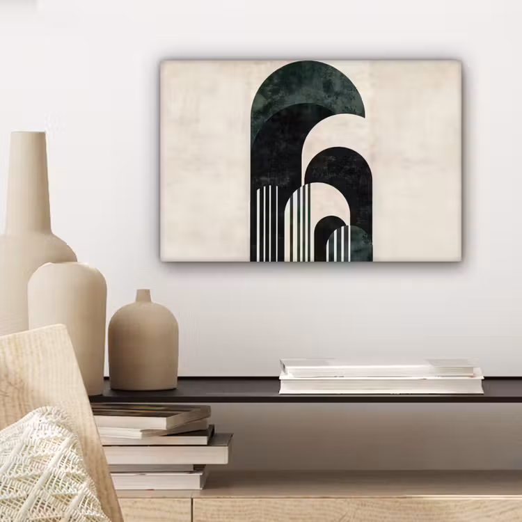 Canvas schilderij - Bogen - Donkergroen - Lijnen — 5