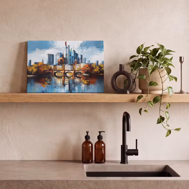 Canvas schilderij - Bomen Frankfurt- Stad - Skyline - Brug — 3