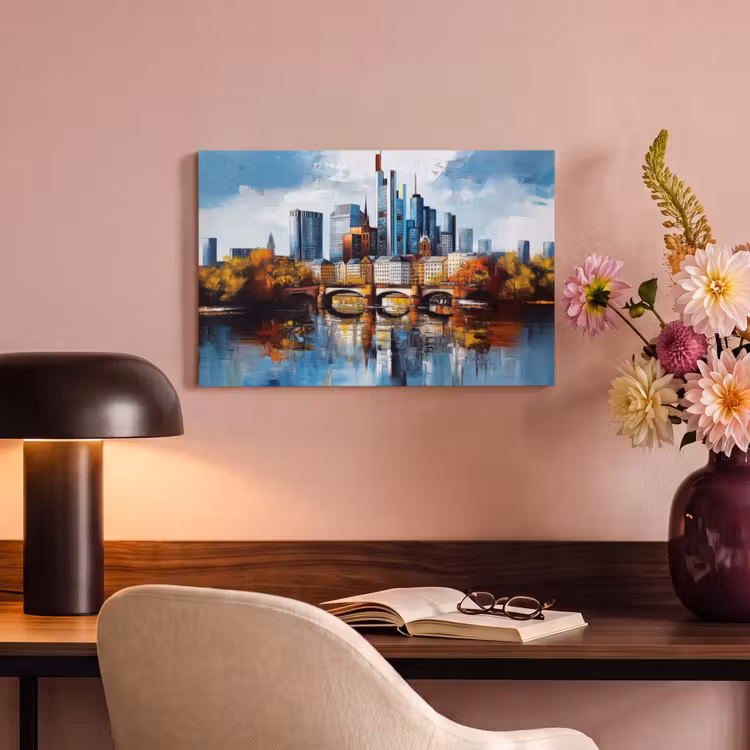 Canvas schilderij - Bomen Frankfurt- Stad - Skyline - Brug — 4