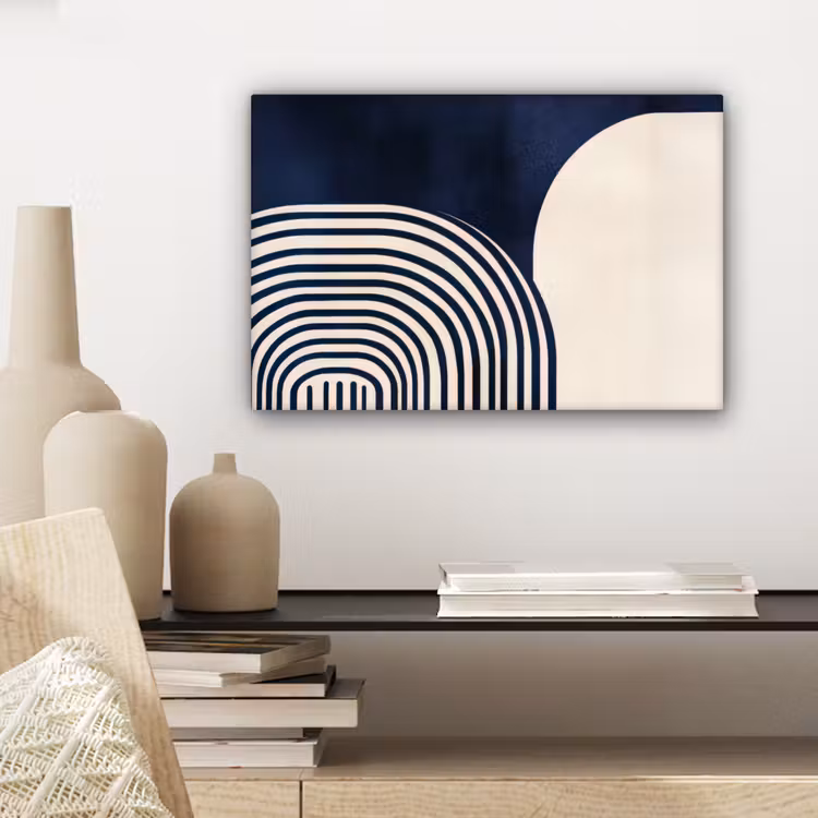 Canvas schilderij - Donkerblauw - Abstract - Lijnen — 5